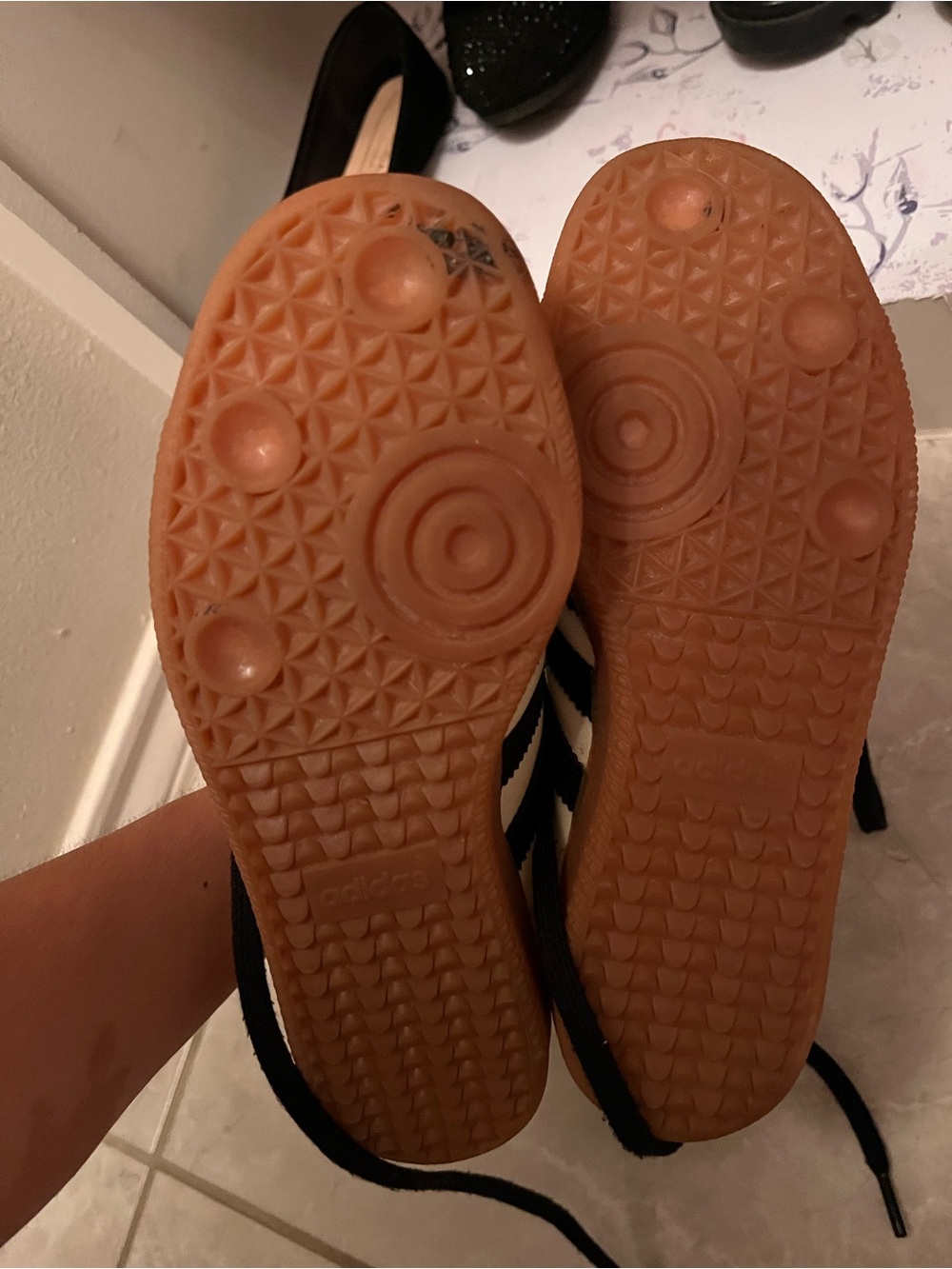 adidas Cream and Black Samba Style Sneakers with Gold Tongue Logo - Picture 6 of 6